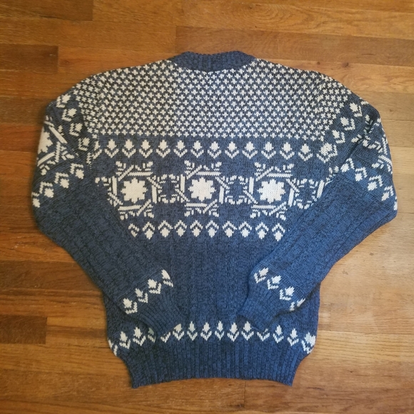 Vintage Mens 80s Fair Isle Knit Ski  Sweater Sz. Lg Rob Winter Cozy Grandpa - Picture 9 of 10